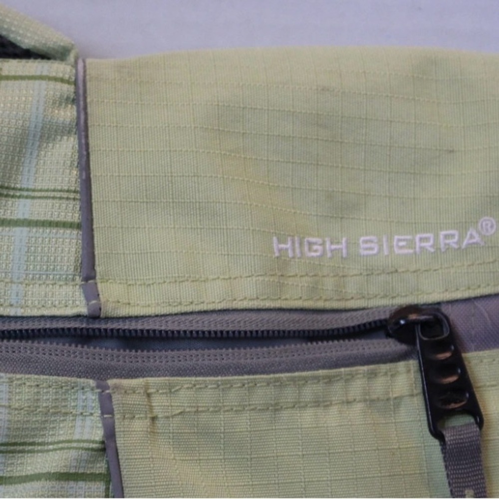 NEVER USED- High Sierra Green Messenger Bag with Plaid Design - Picture 3 of 4